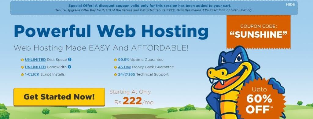 Verified Hostgator India Discount Coupon