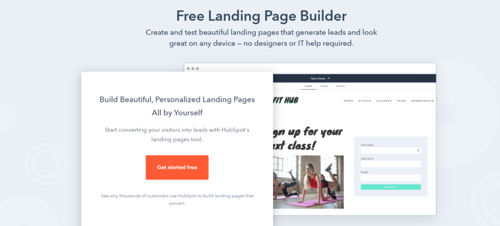 Hubspot Free Landing Page Builder 