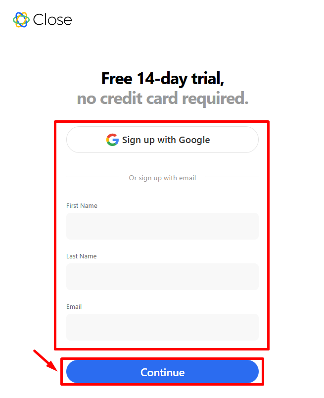 Close-CRM-SignUp