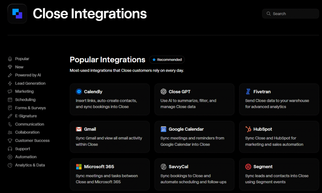 Close-Integrations