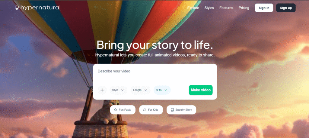 Hypernatural AI Homepage