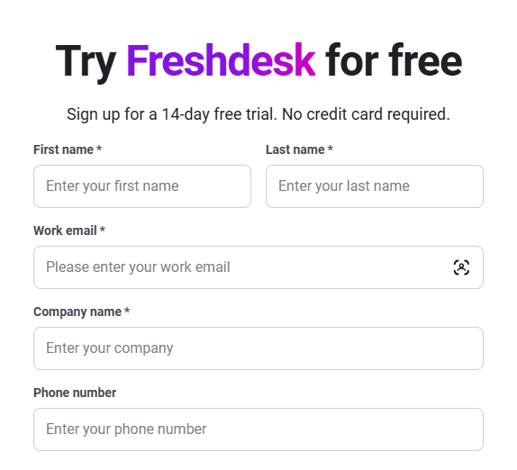 Signup Page CRM