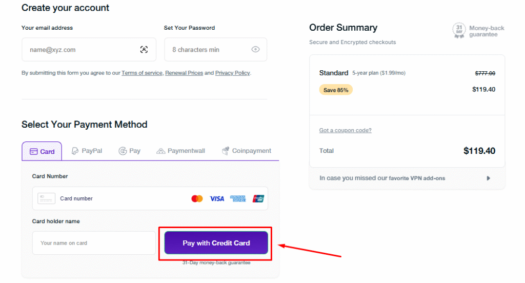 Enter Your and Payment Details