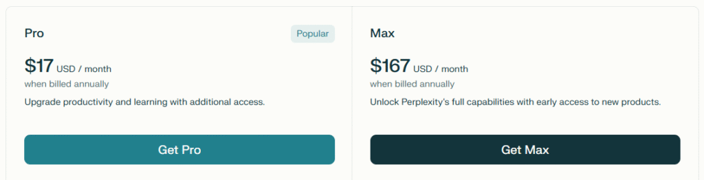 Perplexity Pro & Max Plans